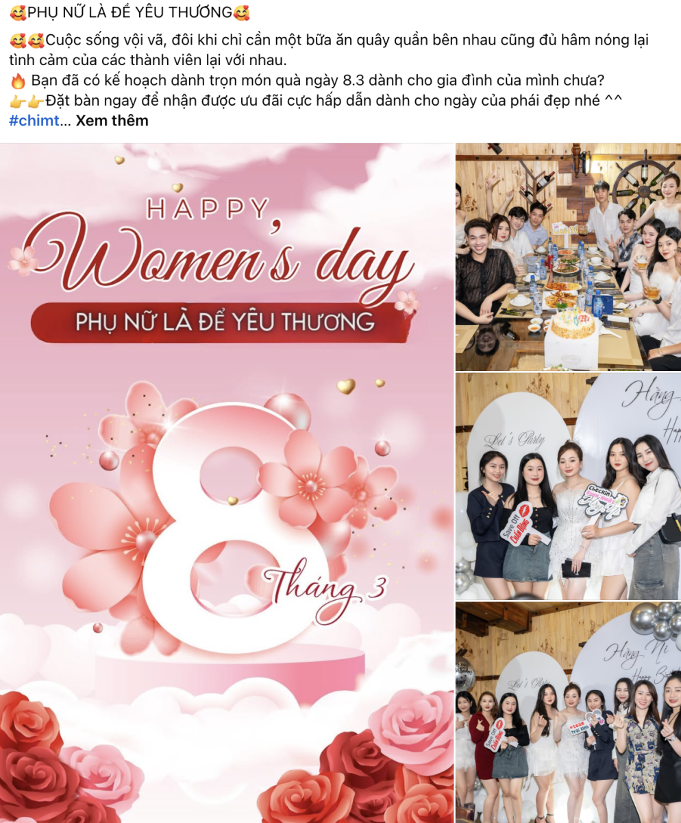 Địa điểm tổ chức tiệc ngày 8/3